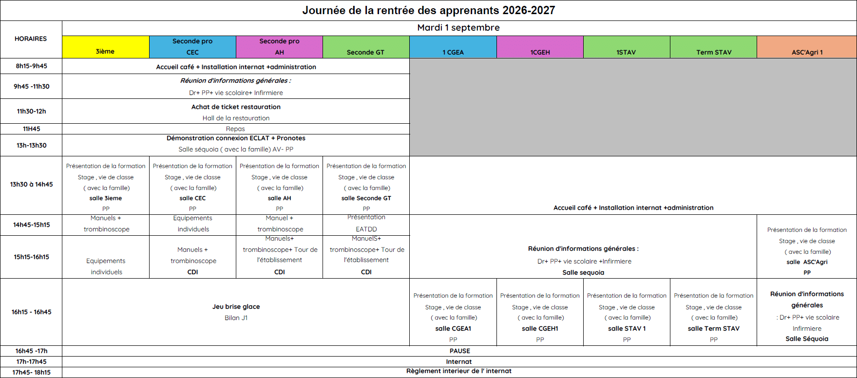 Rentree lycee 2026-27